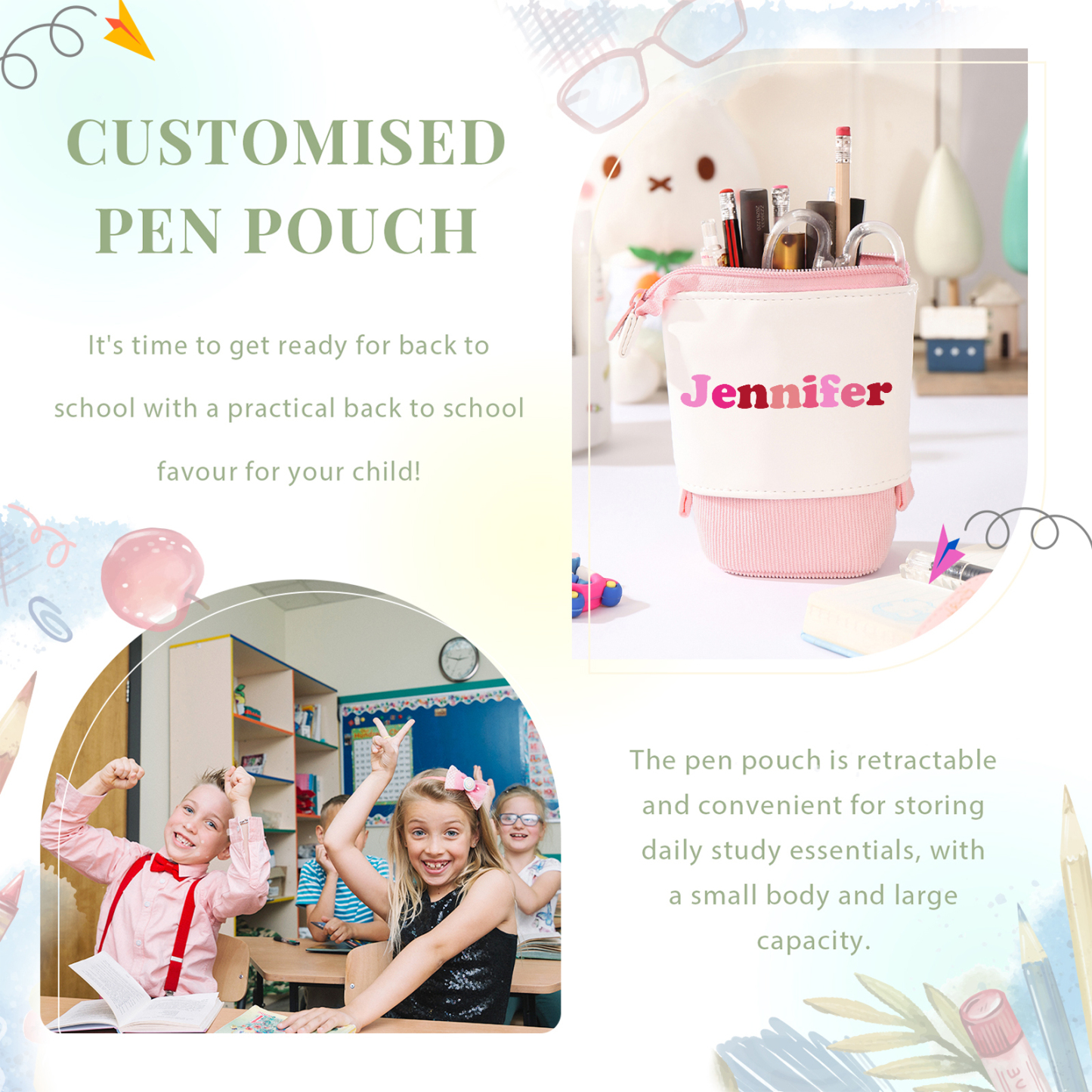 Personalized Pencil Case Custom Name and Photo Pencil Case Back to School Gift for Boys/Girls