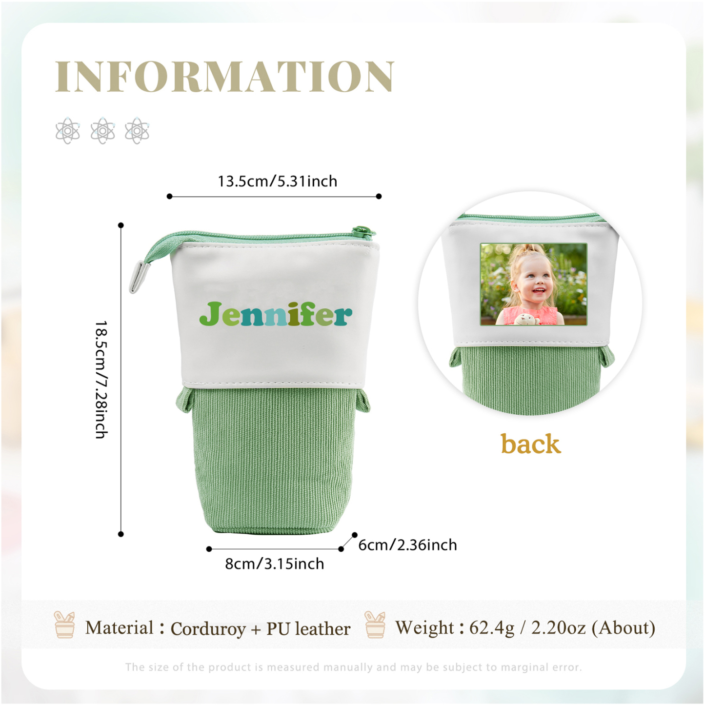 Personalized Pencil Case Custom Name and Photo Pencil Case Back to School Gift for Boys/Girls