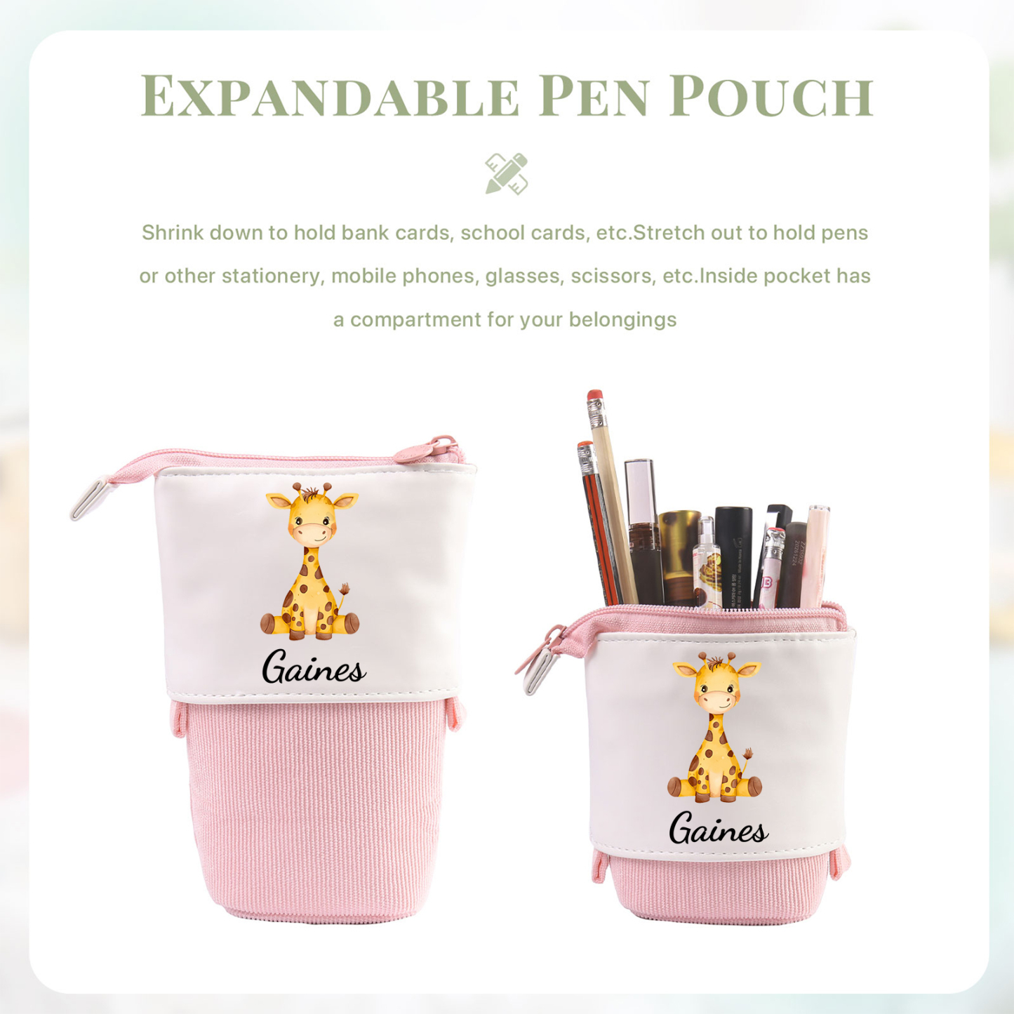 Personalized Pencil Case Customized With Name And Animal Type Pu Leather Pencil Case Back To School Gift For Kids