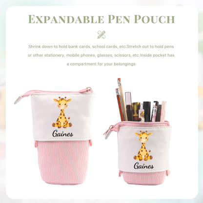 Personalized Pencil Case Customized With Name And Animal Type Pu Leather Pencil Case Back To School Gift For Kids