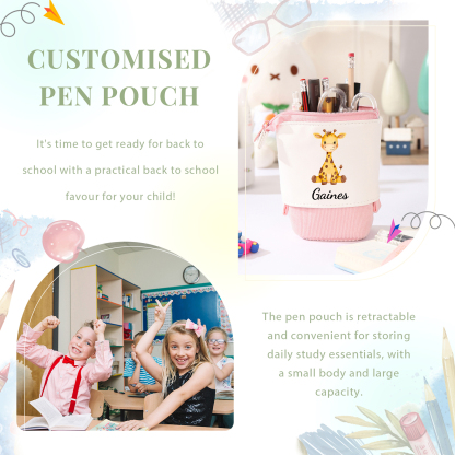 Personalized Pencil Case Customized With Name And Animal Type Pu Leather Pencil Case Back To School Gift For Kids