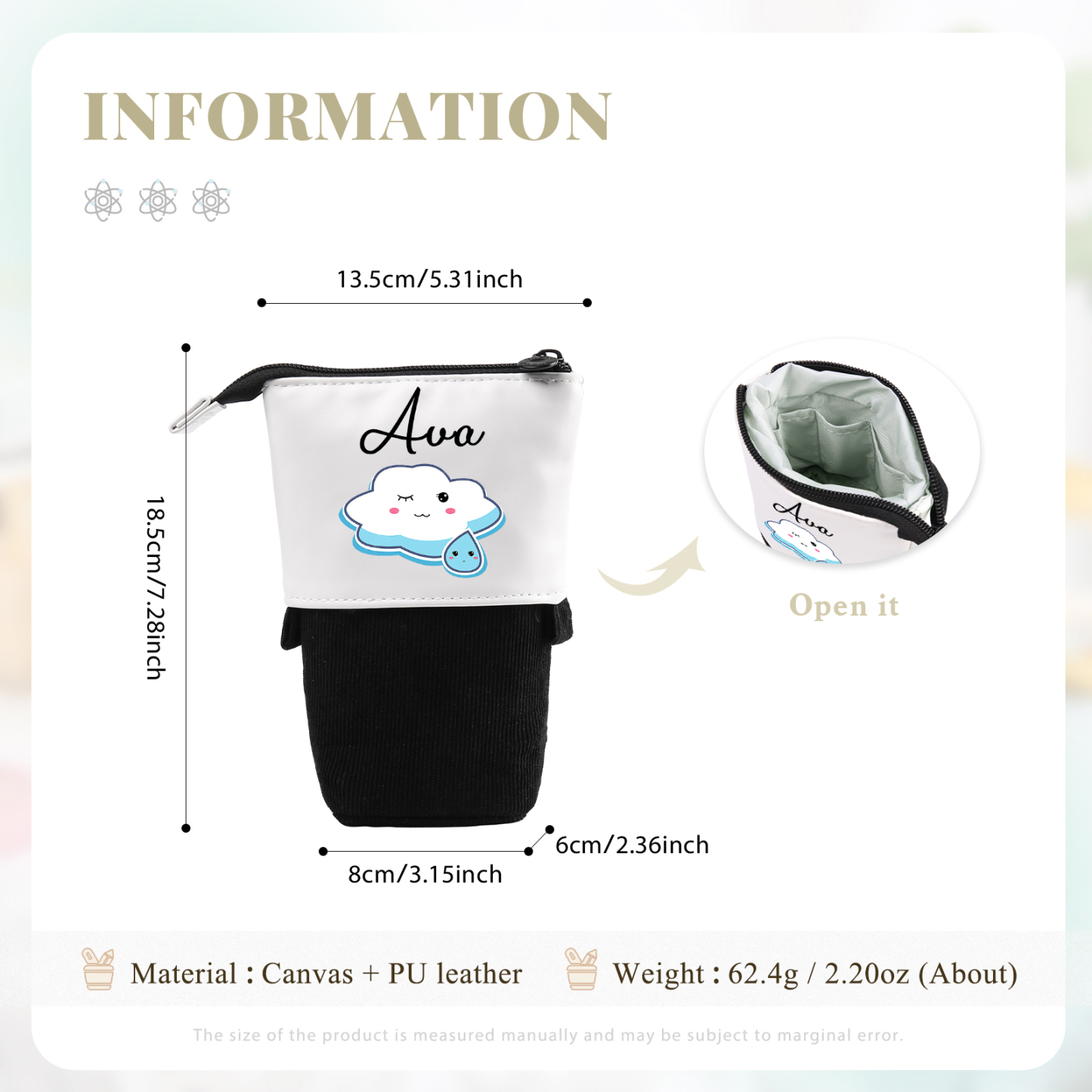 Personalized Pencil Case Custom Name Cloud Pencil Case Back To School Gift For Boy/Girl