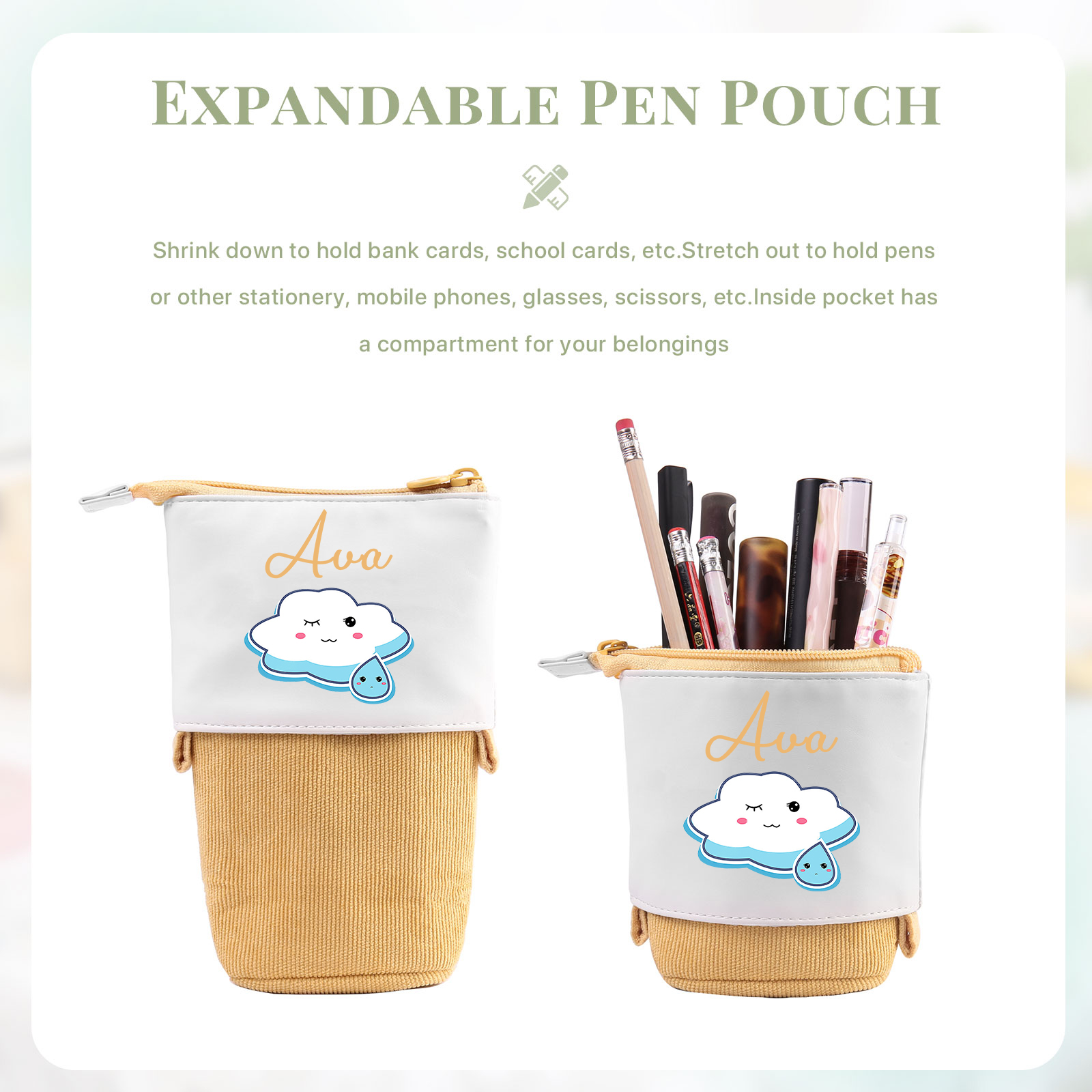 Personalized Pencil Case Custom Name Cloud Pencil Case Back To School Gift For Boy/Girl