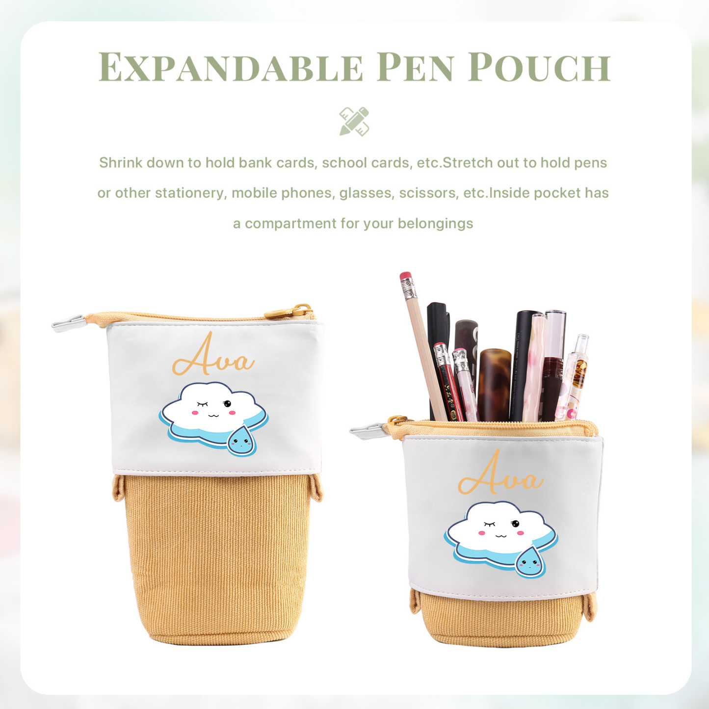 Personalized Pencil Case Custom Name Cloud Pencil Case Back To School Gift For Boy/Girl