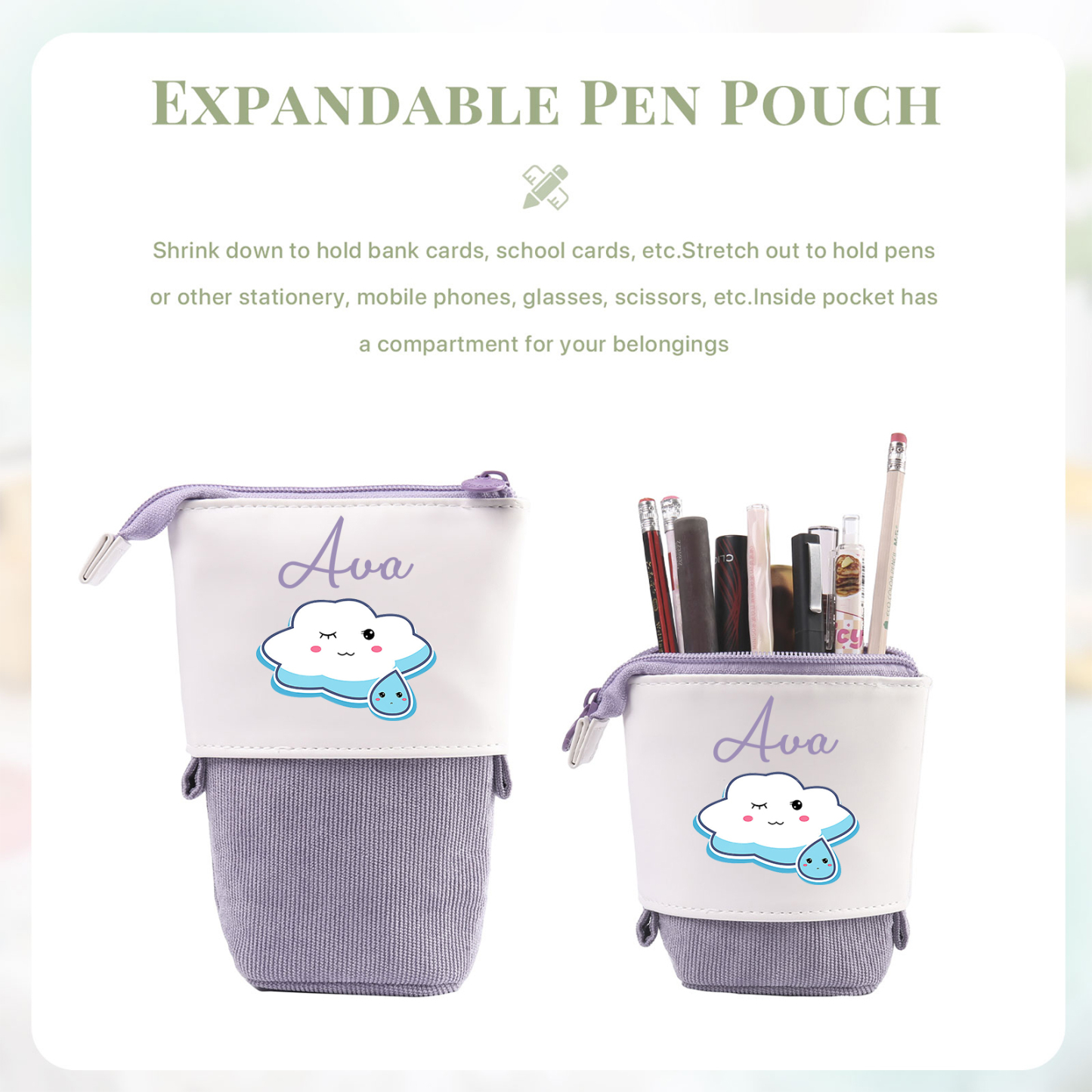 Personalized Pencil Case Custom Name Cloud Pencil Case Back To School Gift For Boy/Girl