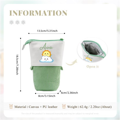 Personalized Pencil Case Custom Name Sun Pencil Case Back to School Gift for Boys/Girls