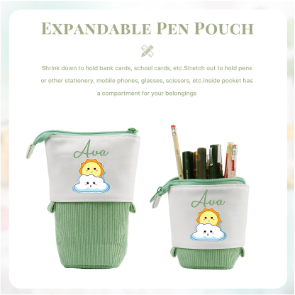 Personalized Pencil Case Custom Name Sun Pencil Case Back to School Gift for Boys/Girls