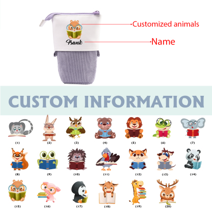 Personalized Pencil Case Custom Name And Animal Pencil Case Back To School Gift For Boys And Girls