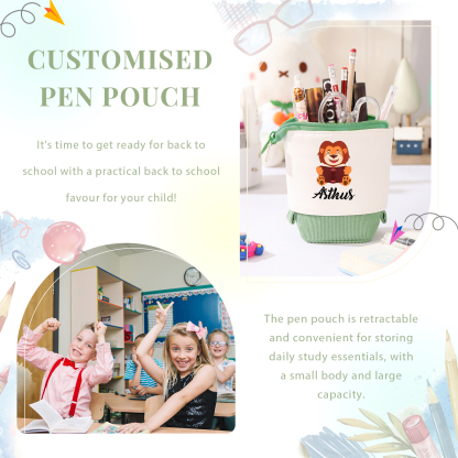 Personalized Pencil Case Custom Name And Animal Pencil Case Back To School Gift For Boys And Girls