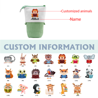 Personalized Pencil Case Custom Name And Animal Pencil Case Back To School Gift For Boys And Girls