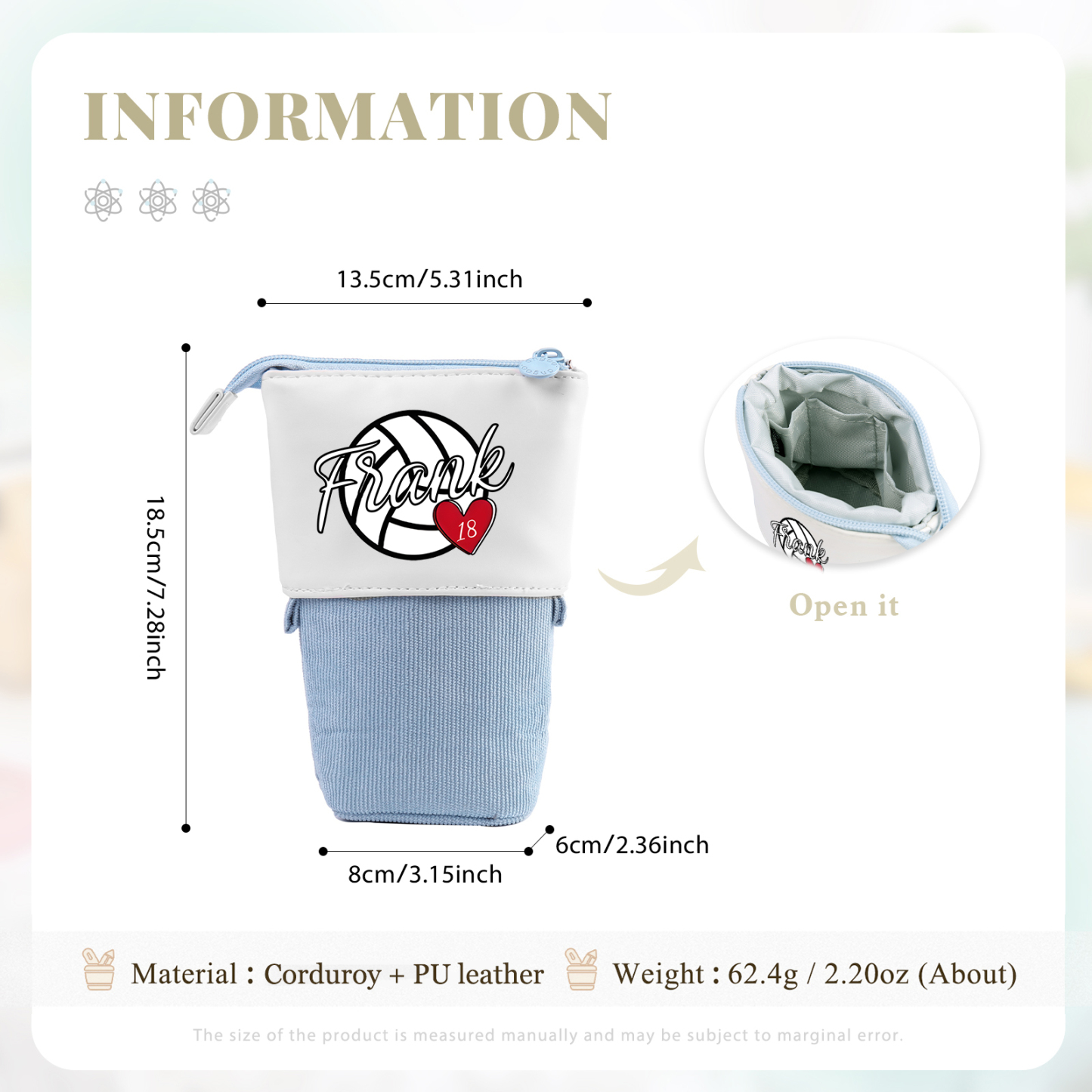 Personalized Pencil Case Customized Name & Ball & Number Pencil Case Back to School Gift for Boys Girls