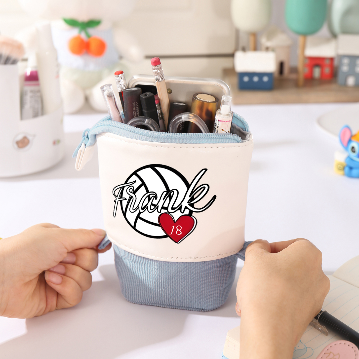 Personalized Pencil Case Customized Name & Ball & Number Pencil Case Back to School Gift for Boys Girls