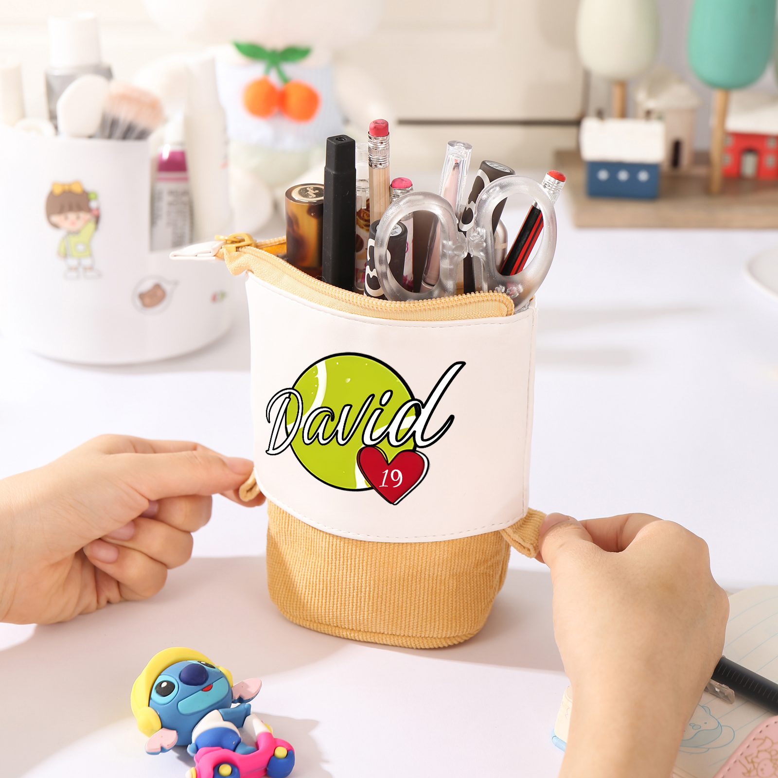 Personalized Pencil Case Customized Name & Ball & Number Pencil Case Back to School Gift for Boys Girls