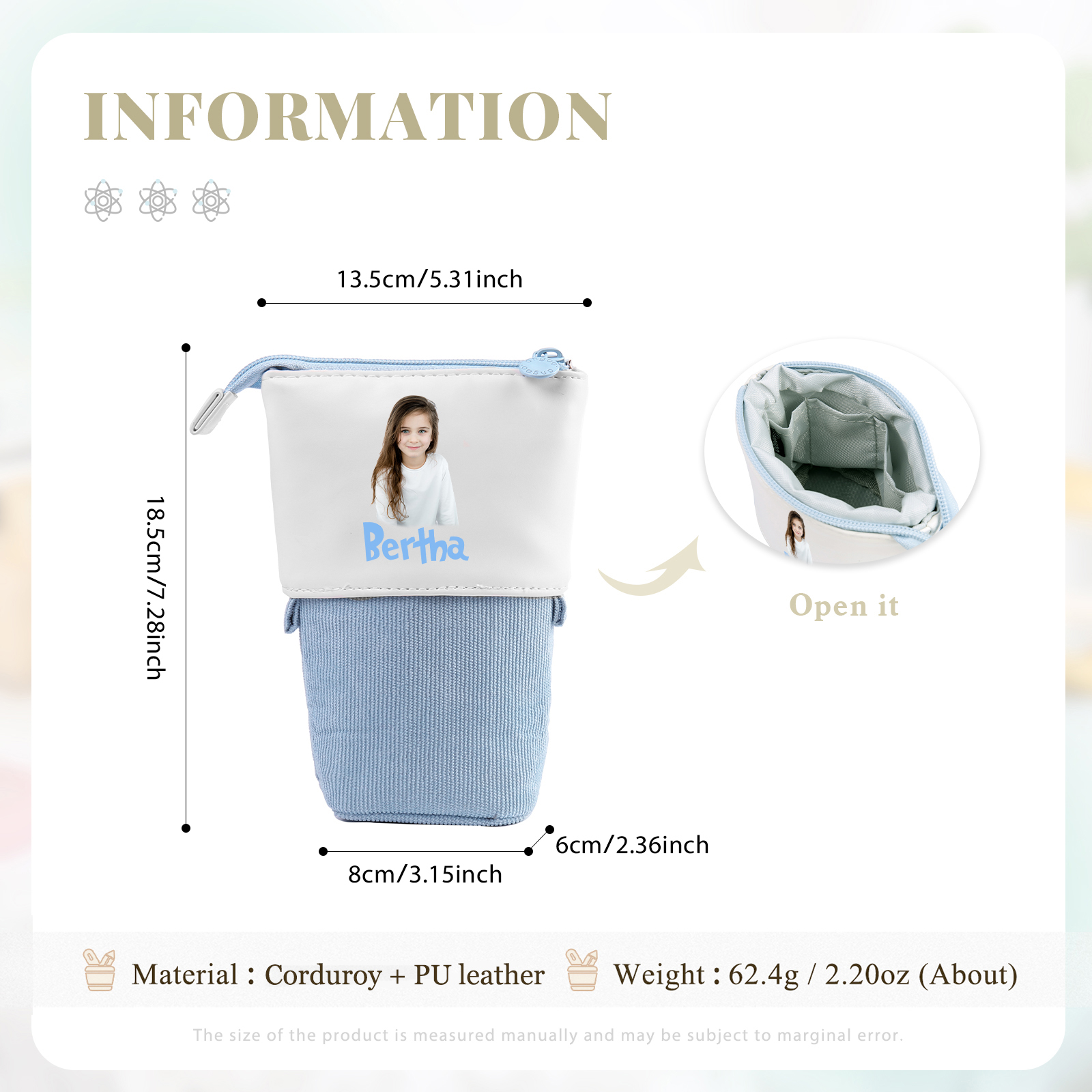 Personalized Pencil Case Custom Name And Photo Pencil Case Back To School Gift For Boys Girls 