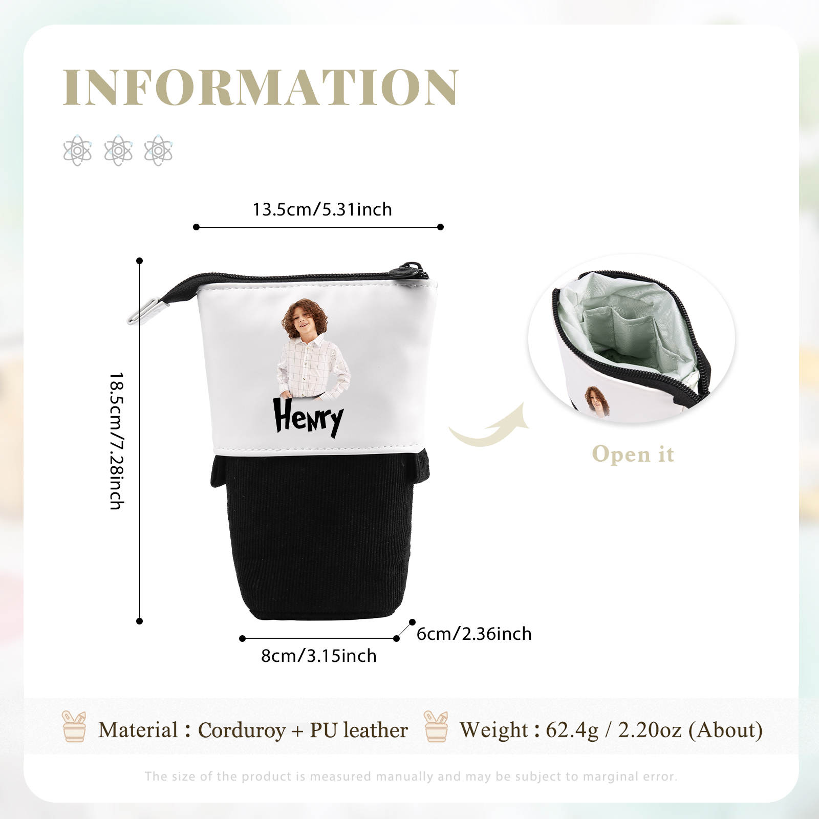 Personalized Pencil Case Custom Name And Photo Pencil Case Back To School Gift For Boys Girls 