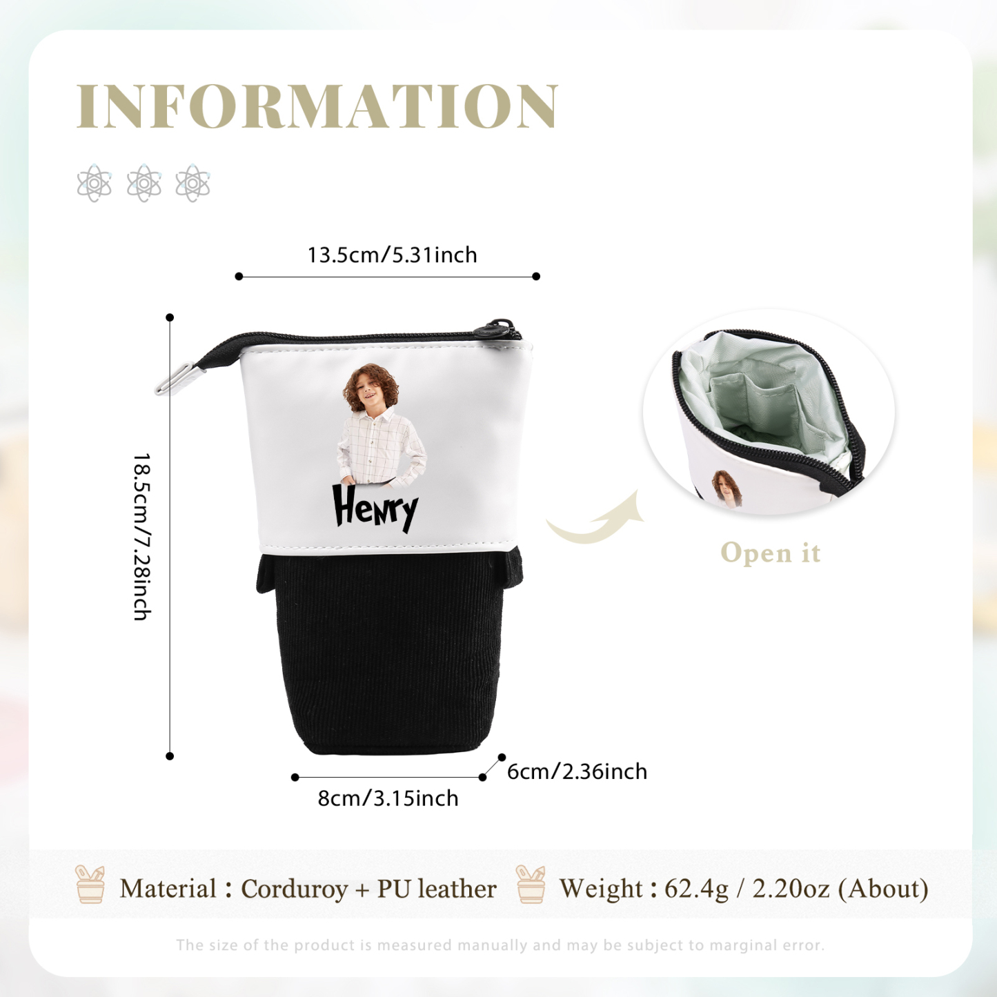 Personalized Pencil Case Custom Name And Photo Pencil Case Back To School Gift For Boys Girls 