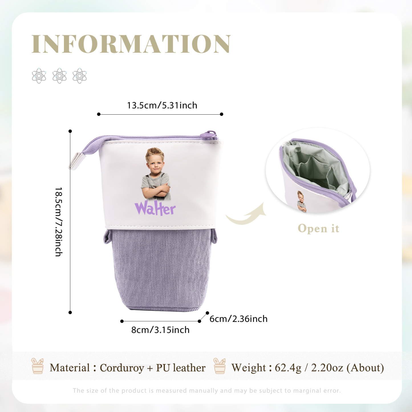 Personalized Pencil Case Custom Name And Photo Pencil Case Back To School Gift For Boys Girls 