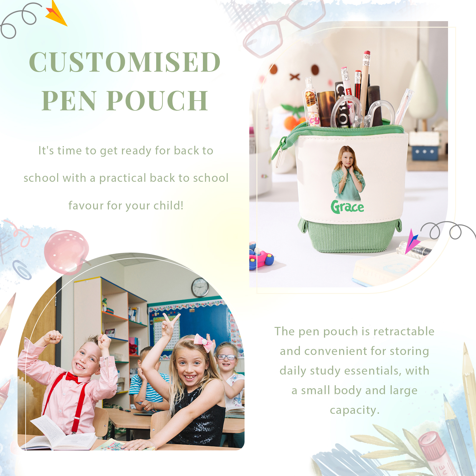 Personalized Pencil Case Custom Name And Photo Pencil Case Back To School Gift For Boys Girls 