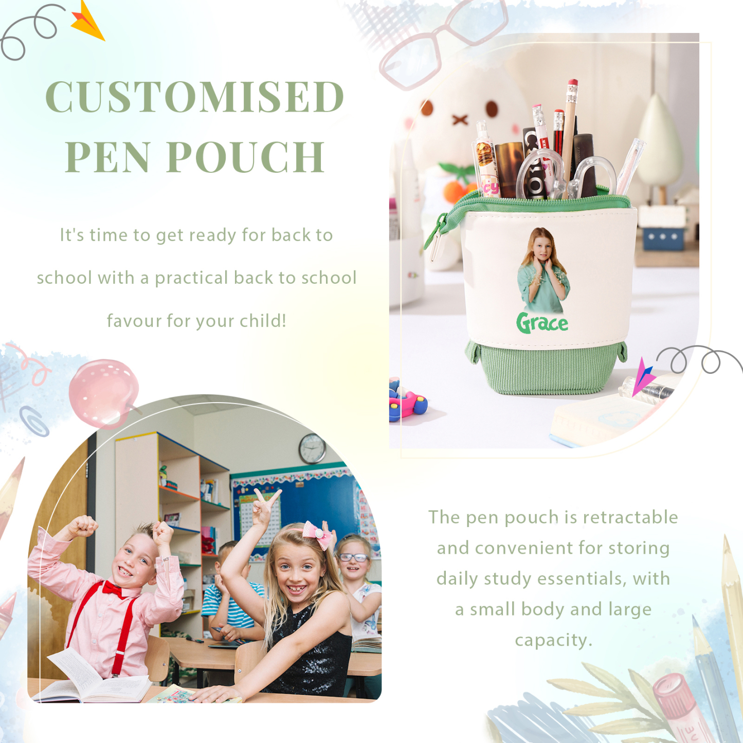 Personalized Pencil Case Custom Name And Photo Pencil Case Back To School Gift For Boys Girls 