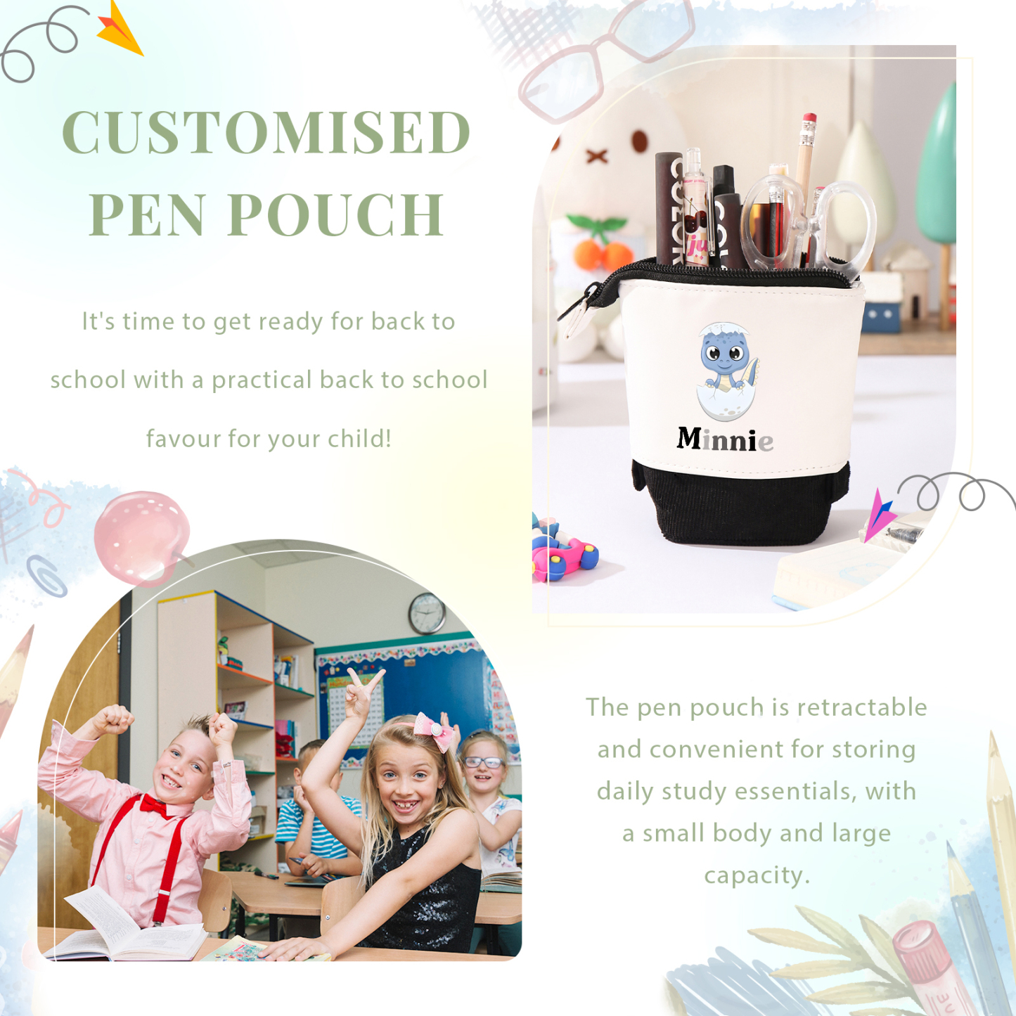 Personalized Pencil Case Custom Name And Dinosaur Pencil Case Back To School Gift For Boys Girls