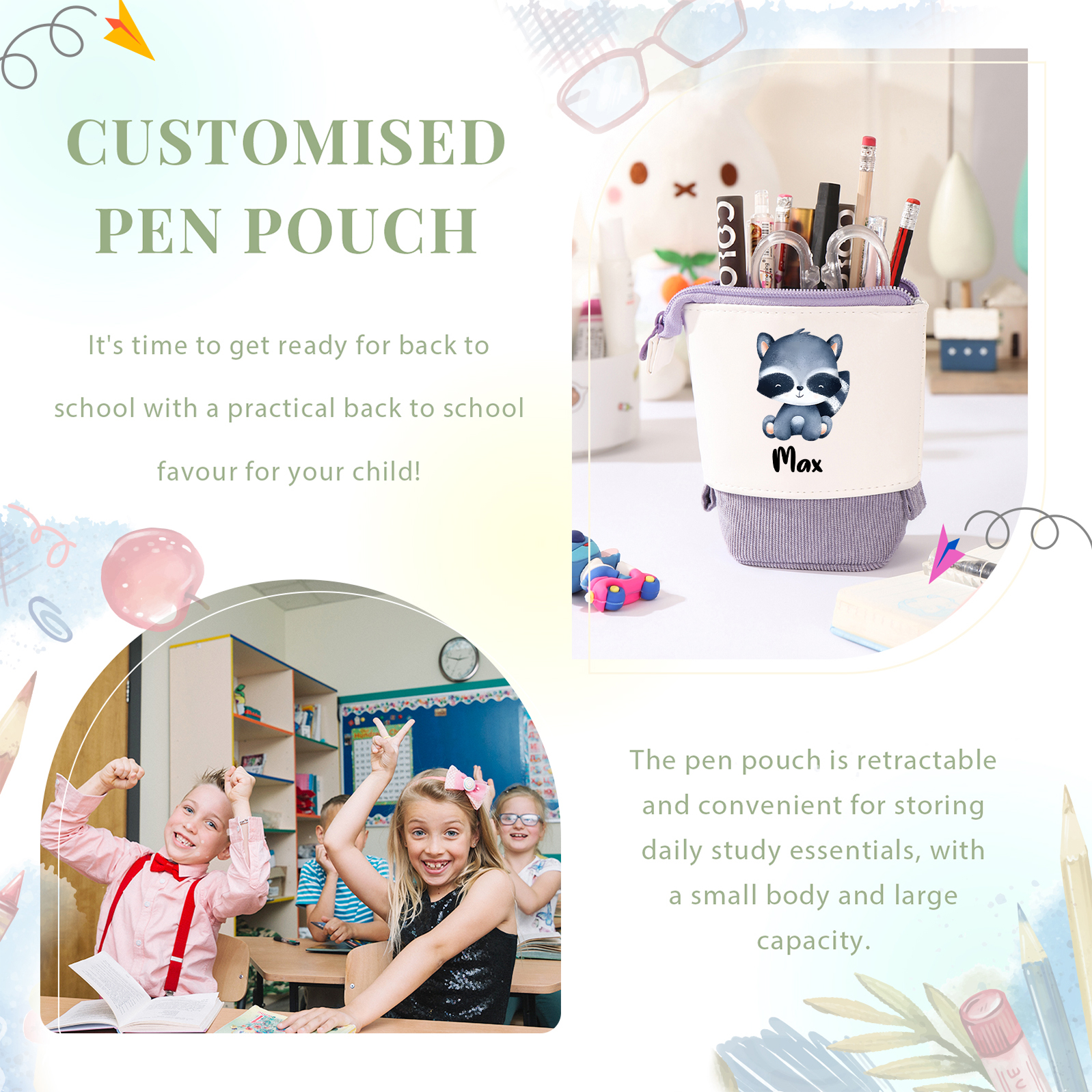 Personalized Pencil Case Custom Name And Letter Pencil Case Back To School Gift For Boys Girls