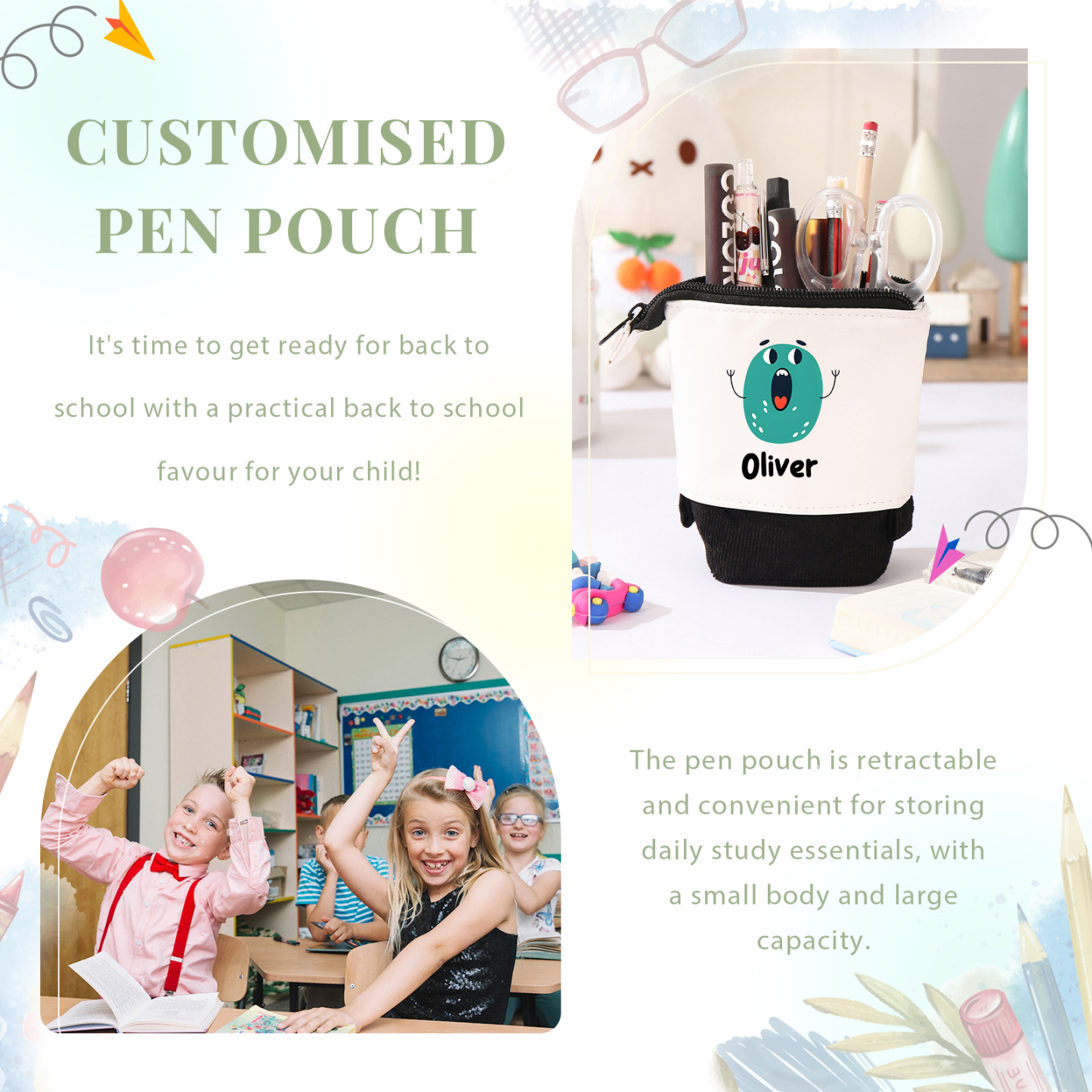 Personalized Pencil Case Custom Name And Letter Pencil Case Back To School Gift For Boys Girls