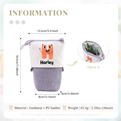 Personalized Pencil Case Custom Name And Letter Pencil Case Back To School Gift For Boys Girls