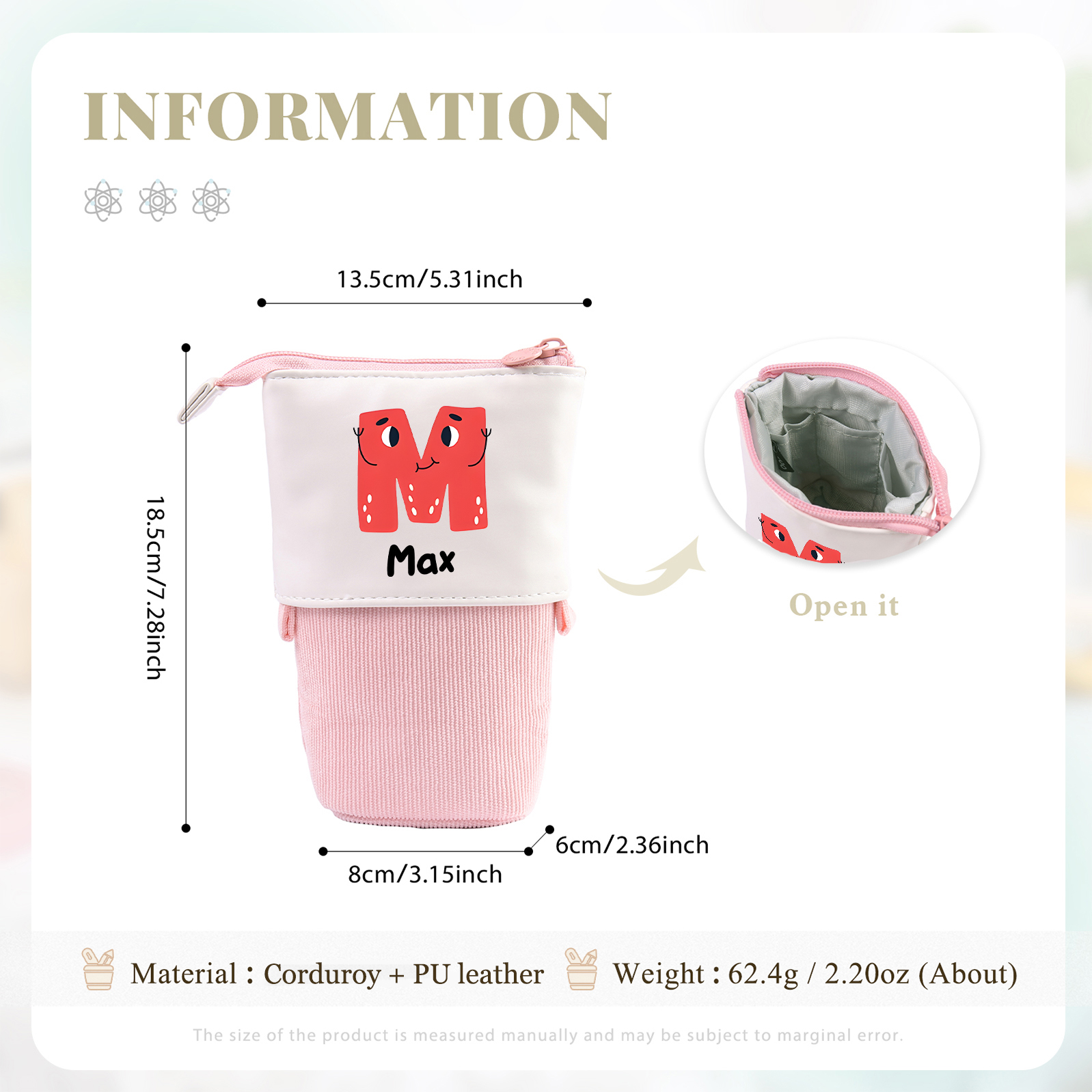 Personalized Pencil Case Custom Name And Letter Pencil Case Back To School Gift For Boys Girls