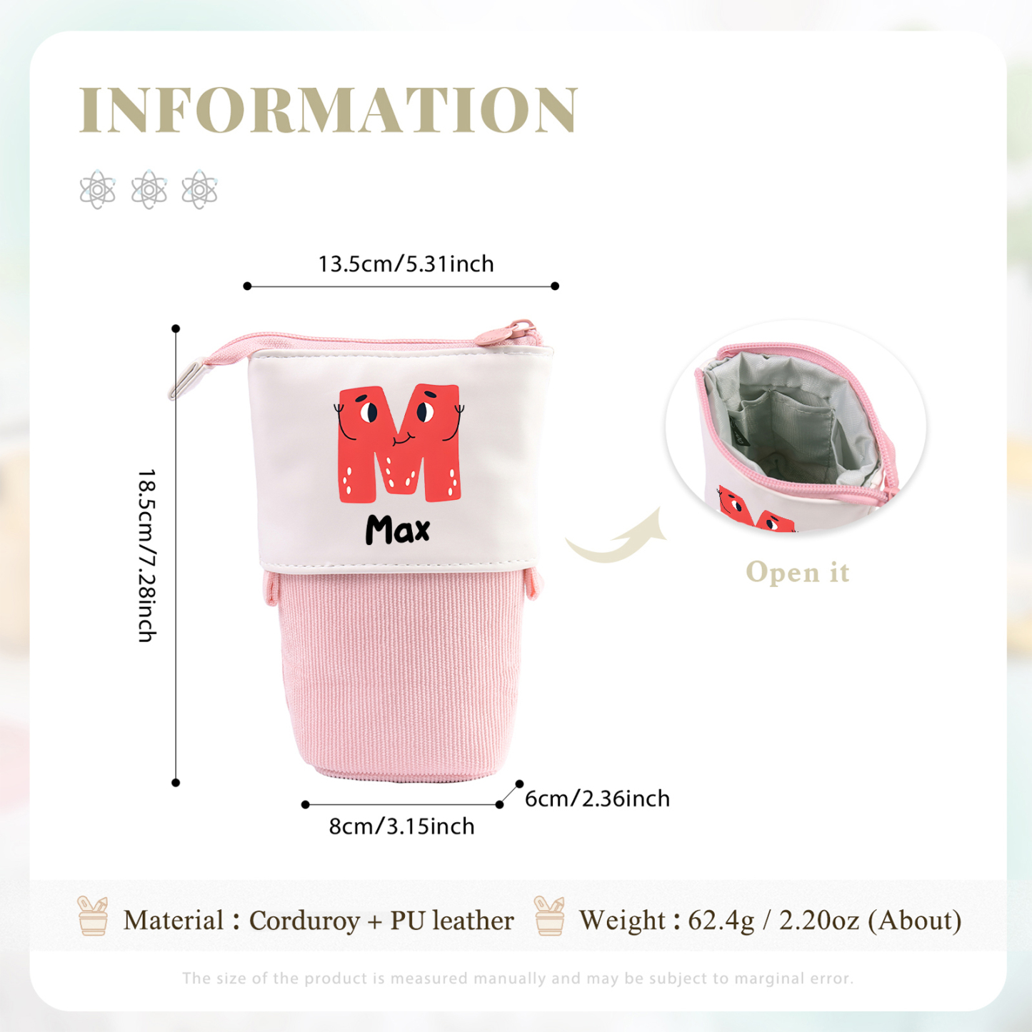 Personalized Pencil Case Custom Name And Letter Pencil Case Back To School Gift For Boys Girls