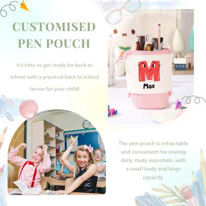 Personalized Pencil Case Custom Name And Letter Pencil Case Back To School Gift For Boys Girls