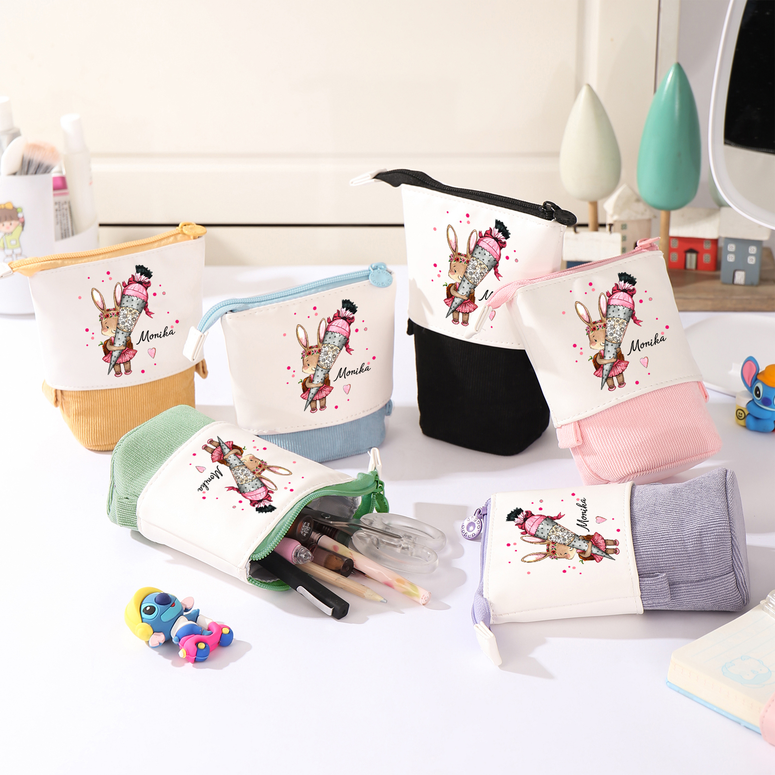 Personalized Pencil Case Custom Name Rabbit Pencil Case Back To School Gift For Boys Girls