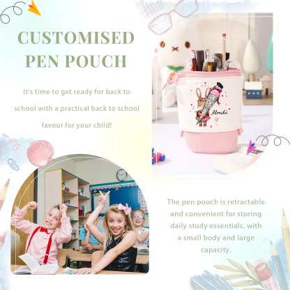 Personalized Pencil Case Custom Name Rabbit Pencil Case Back To School Gift For Boys Girls