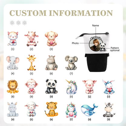 Personalized Pencil Case Custom Name And Animal Pencil Case Back To School Gift For Boys Girls