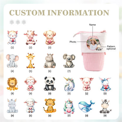 Personalized Pencil Case Custom Name And Animal Pencil Case Back To School Gift For Boys Girls