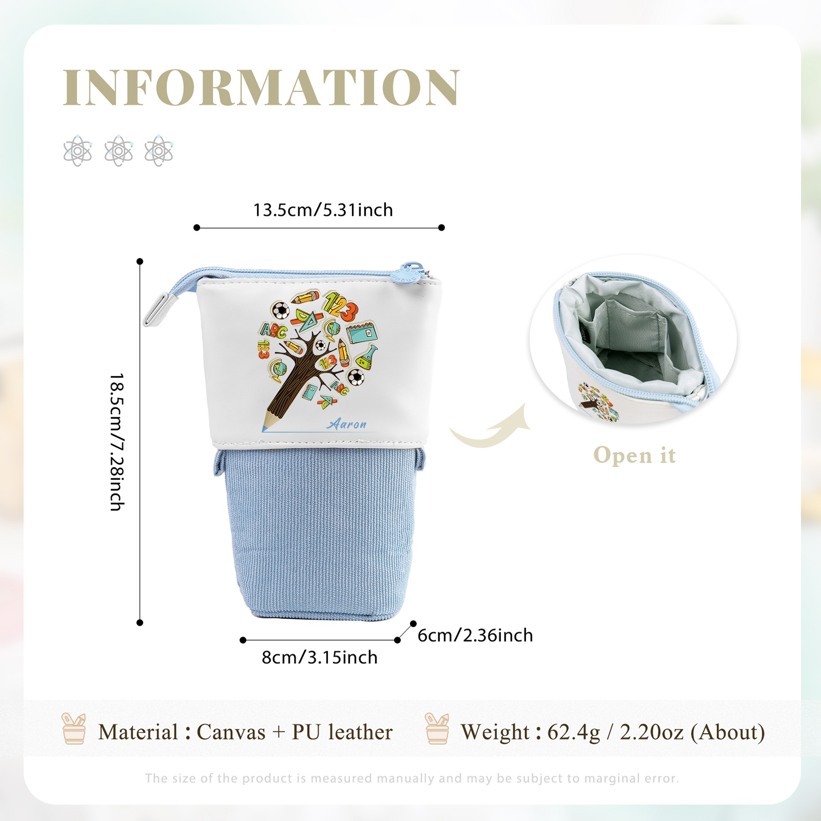 Personalized Pencil Case Custom Name And Animal pattern Pencil Case Back To School Gift For Boys Girls