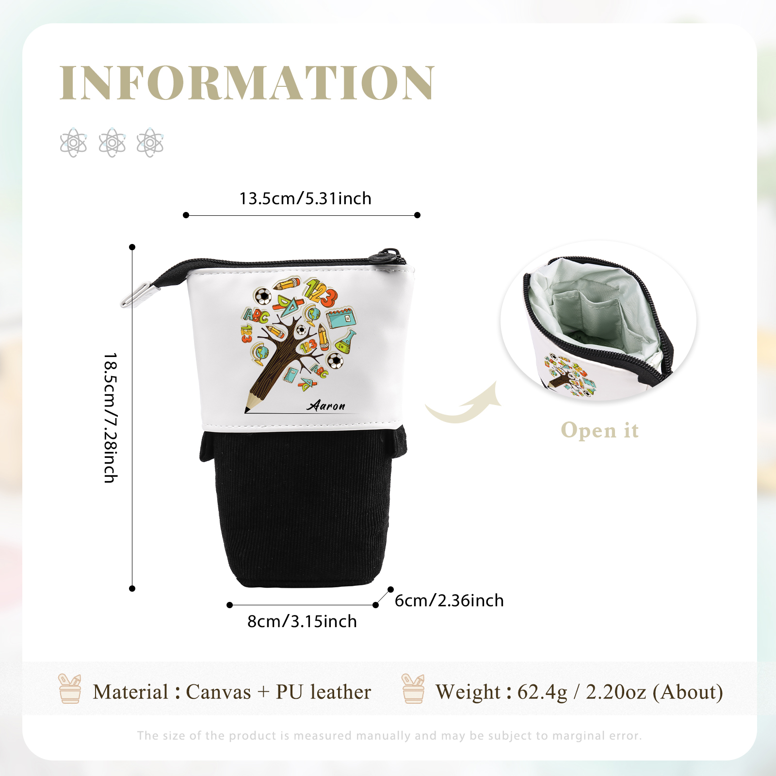 Personalized Pencil Case Custom Name And Animal pattern Pencil Case Back To School Gift For Boys Girls