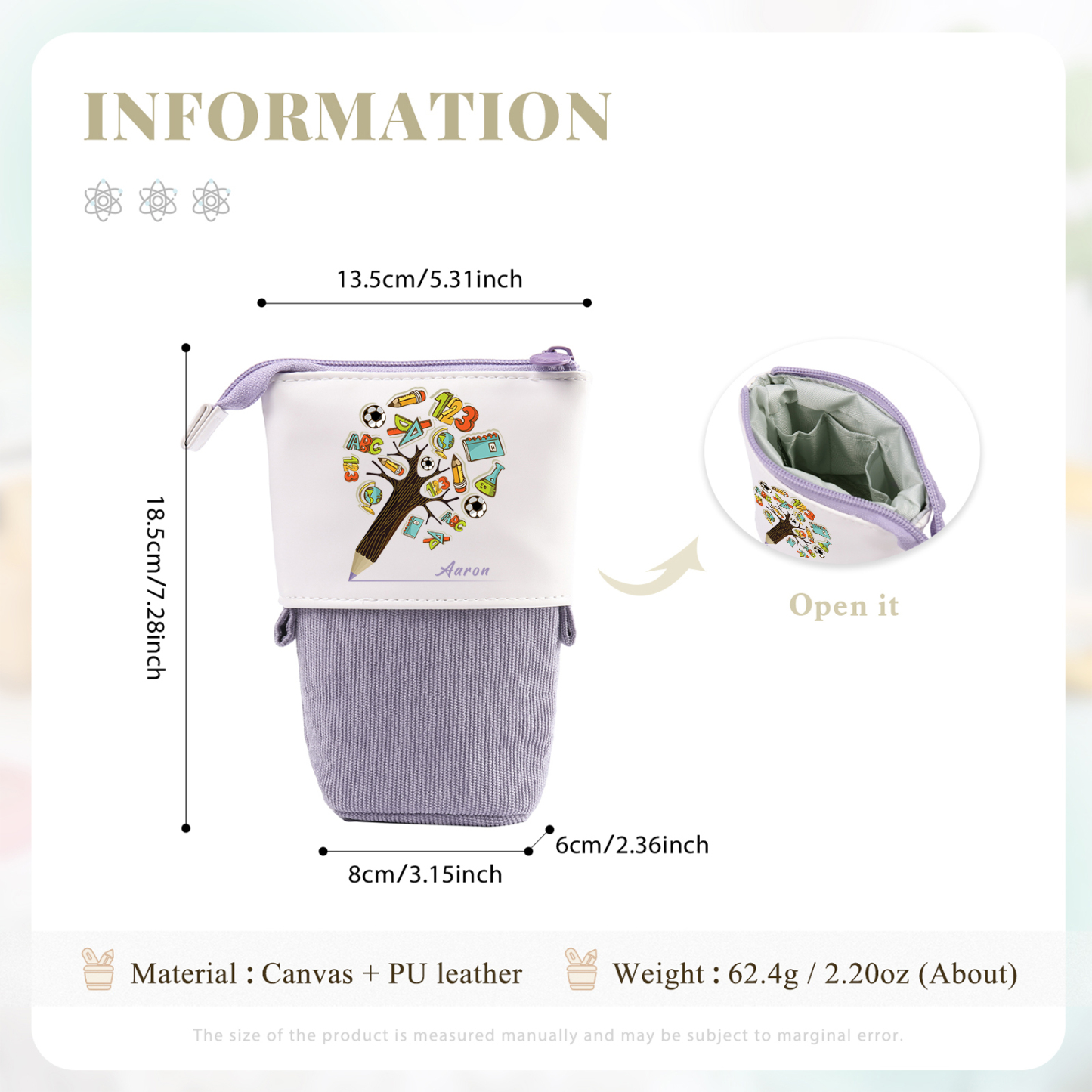 Personalized Pencil Case Custom Name And Animal pattern Pencil Case Back To School Gift For Boys Girls