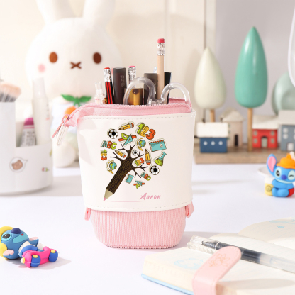 Personalized Pencil Case Custom Name Wisdom Tree Pencil Case Back to School Gift for Boys/Girls