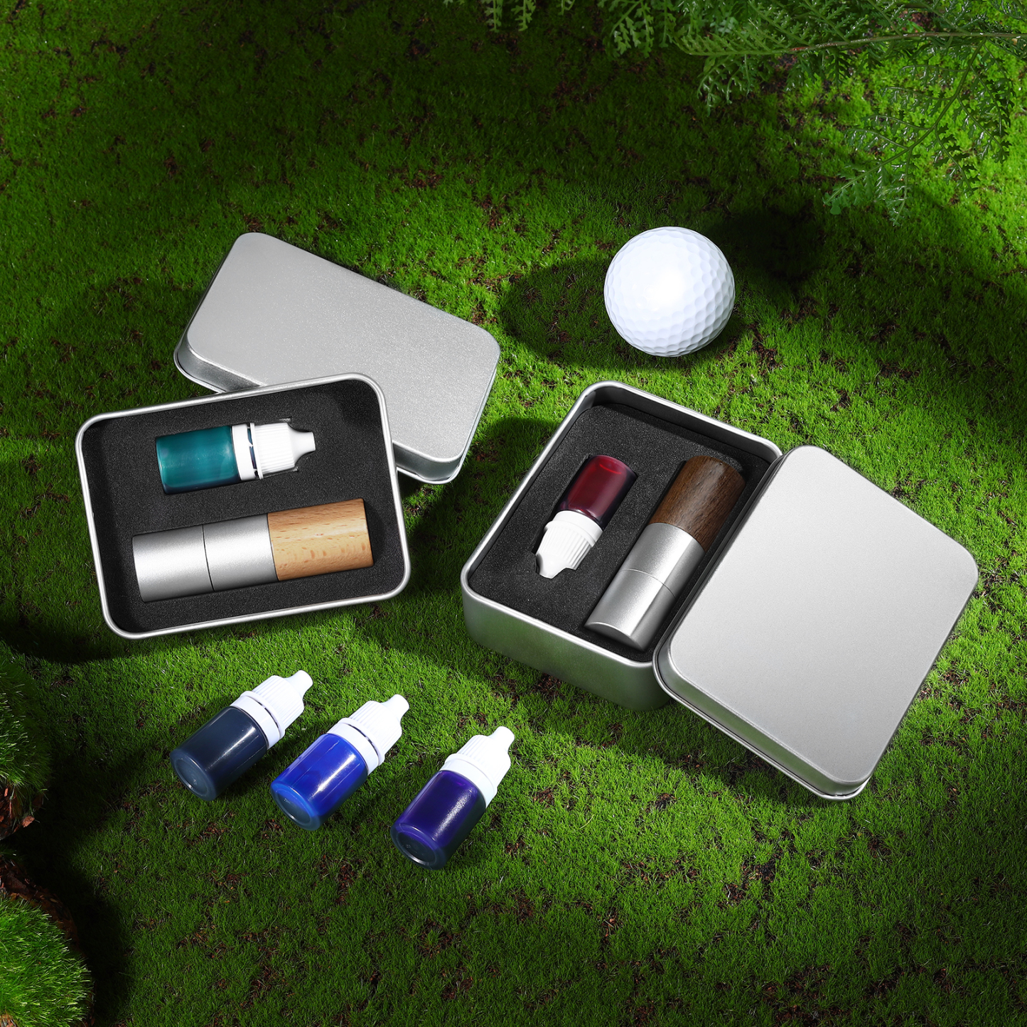 Personalized Golf Ball Pattern Seal – Elegant Wood Design