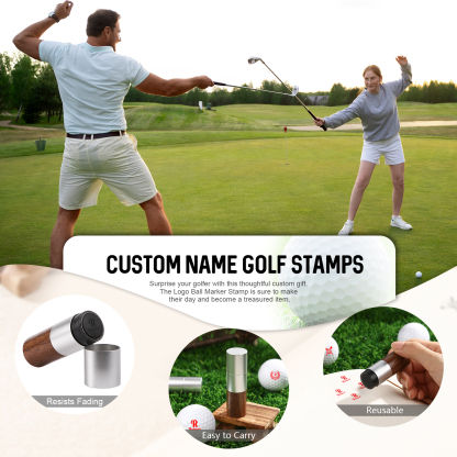 Personalized Golf Ball Pattern Seal – Elegant Wood Design