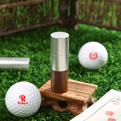 Personalized Golf Ball Pattern Seal – Elegant Wood Design