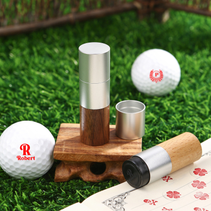 Personalized Golf Ball Pattern Seal – Elegant Wood Design