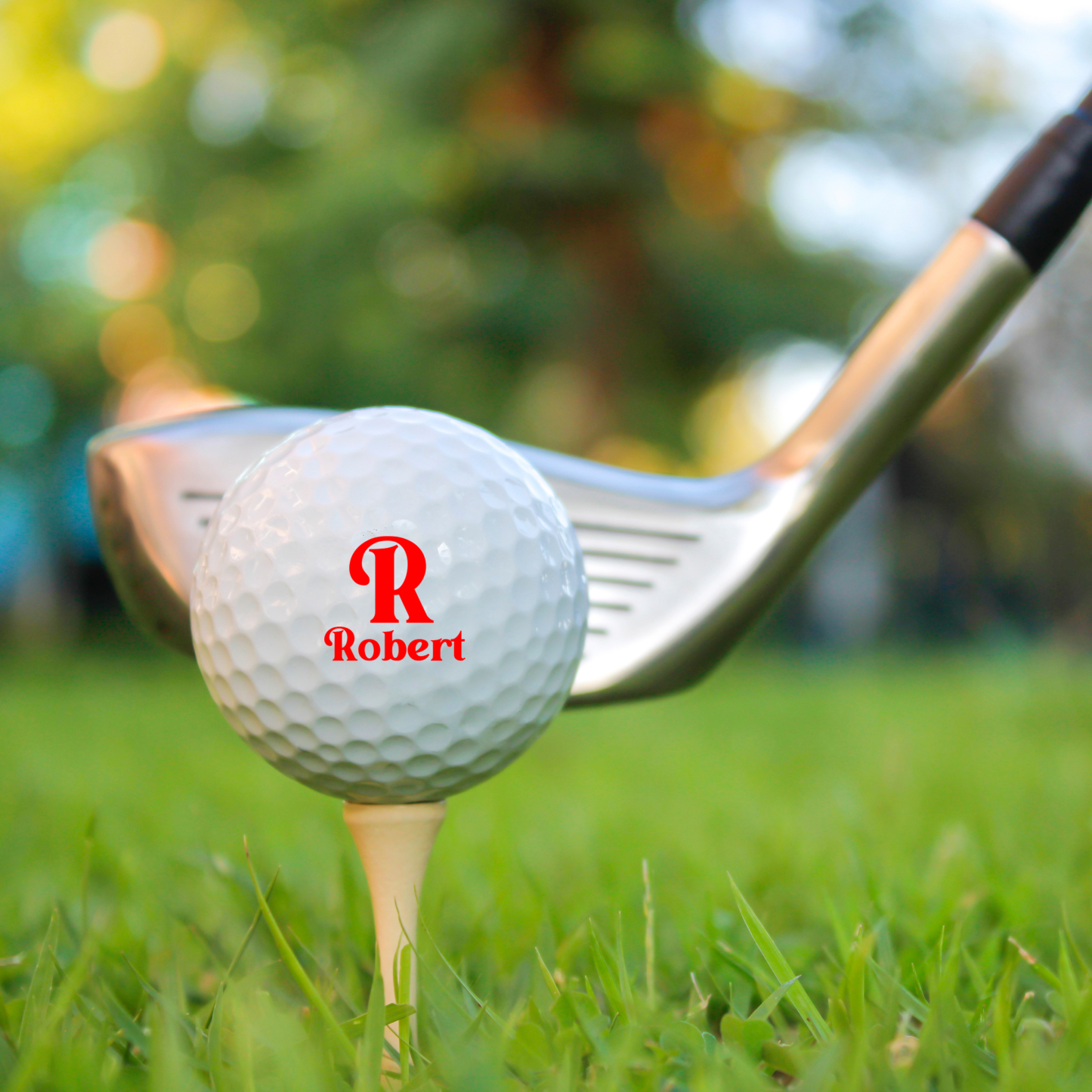 Personalized Golf Ball Pattern Seal – Elegant Wood Design