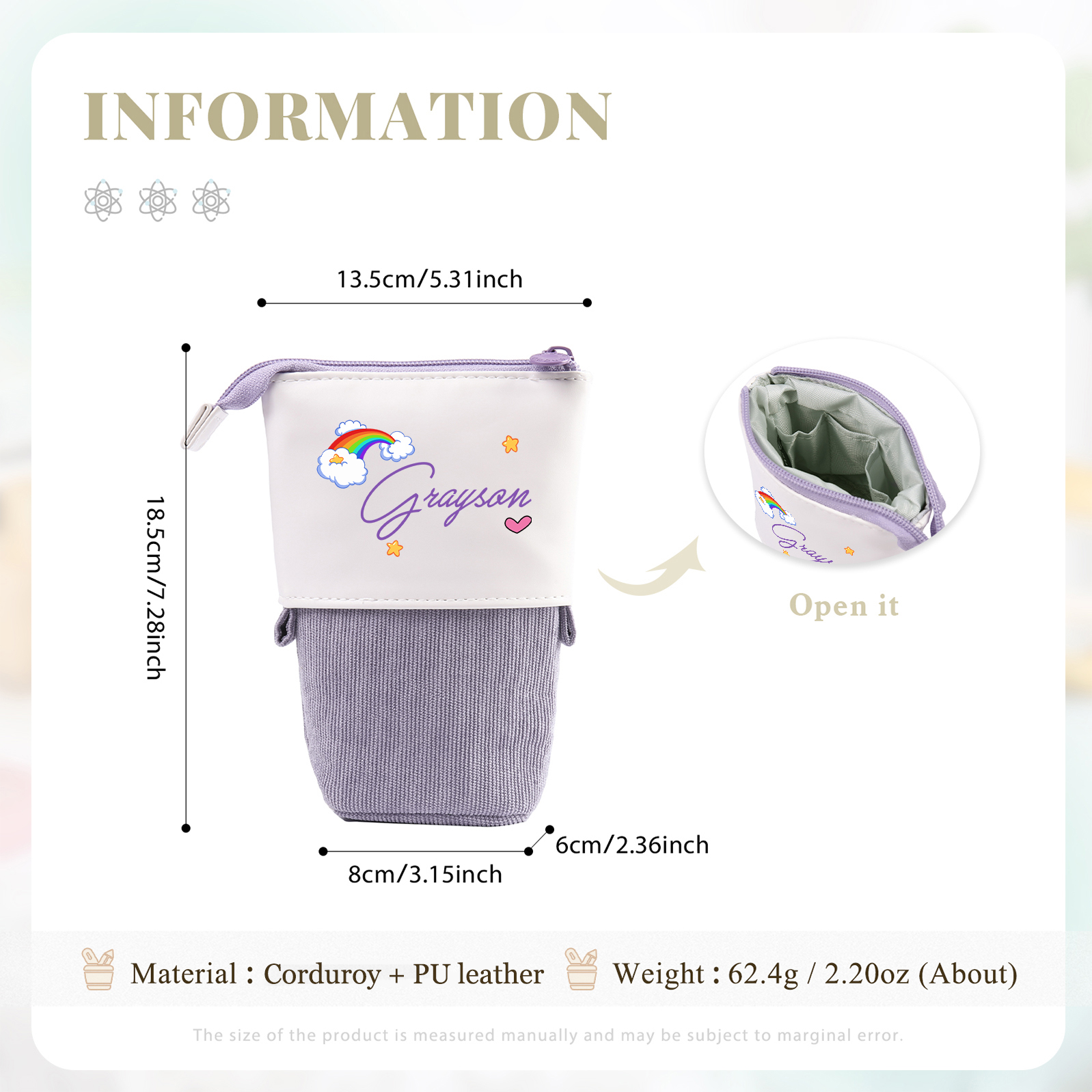 Personalized Pencil Case Custom Name Rabbit Pencil Case Back To School Gift For Boys Girls