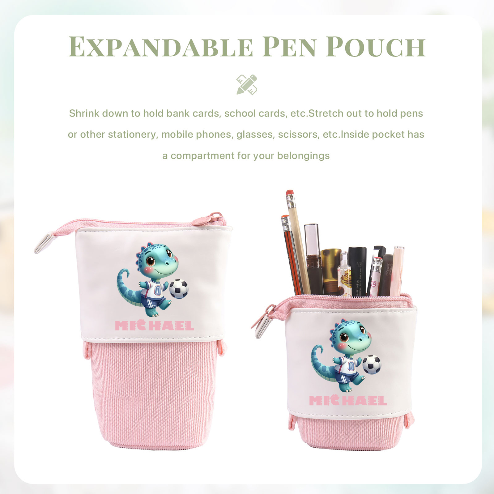 Personalized Cartoon Character & Initial Name Pencil Case - Back To Sc