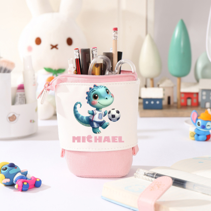 [Copy]Personalized Cartoon Character & Initial Name Pencil Case - Back To School Gift For Boys & Girls 