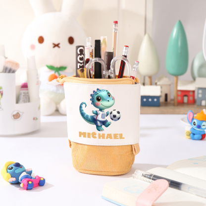 [Copy]Personalized Cartoon Character & Initial Name Pencil Case - Back To School Gift For Boys & Girls 