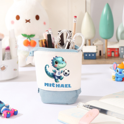 [Copy]Personalized Cartoon Character & Initial Name Pencil Case - Back To School Gift For Boys & Girls 