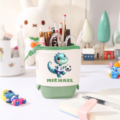 [Copy]Personalized Cartoon Character & Initial Name Pencil Case - Back To School Gift For Boys & Girls 
