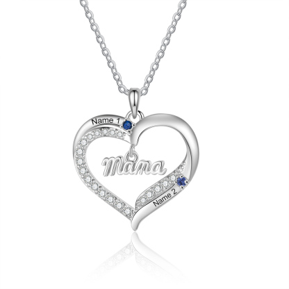 Personalized Mom Heart Necklace with 2–5 Kids Names and Birthstones Mother’s Day, birthday, Christmas gift for mum, nan, grandma | Jessemade